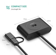 Adaptador de concentrador USB Ugreen - 4 conectores USB 3.0, USB 3.0 + USB-C 3.1, OTG