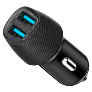 PROMATE VOLTRIP-DUO.BLACK CARGADOR DE AUTO 3.4A 2USB NEGRO